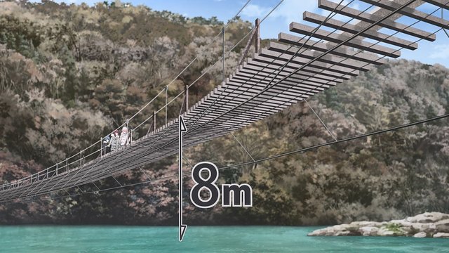 View from below the valley suspension bridge